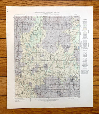 Antique Herrin, Illinois 1912 US Geological Survey Topographic Map – Carbondale, De Soto, Franklin, Williamson, Jackson, Perry County, IL