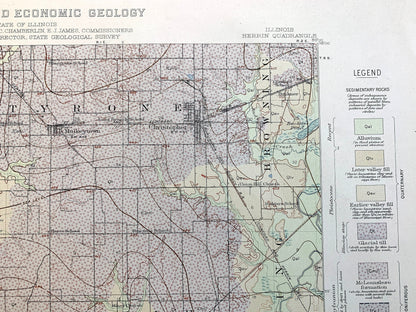 Antique Herrin, Illinois 1912 US Geological Survey Topographic Map – Carbondale, De Soto, Franklin, Williamson, Jackson, Perry County, IL