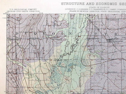Antique Herrin, Illinois 1912 US Geological Survey Topographic Map – Carbondale, De Soto, Franklin, Williamson, Jackson, Perry County, IL