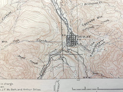 Antique Ouray, Colorado 1904 US Geological Survey Topographic Map – Uncompahgre National Forest, Gunnison, Hinsdale County, Chimney Peak