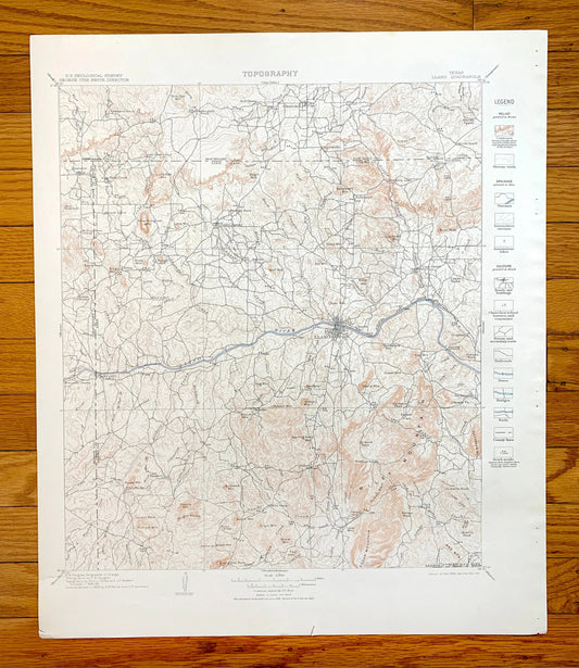 Antique Llano, Texas 1911 US Geological Survey Topographic Map –  San Saba, Mason County, Cherokee, Pontotoc, Taylorsville, Lone Grove TX