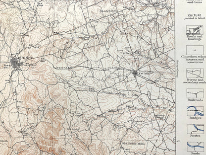 Antique Burnet, Texas 1909 US Geological Survey Topographic Map –  San Saba, Llano, Williamson, Travis County, Marble Falls, Kingsland, TX