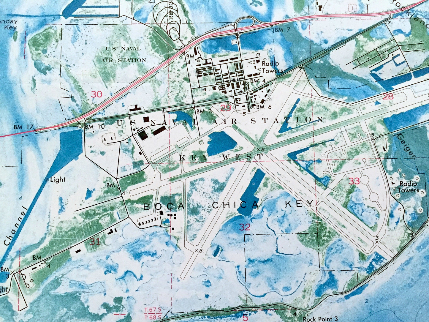 Antique Boca Chica Key, Florida 1971 US Geological Survey Topographic Map – Monroe County, Key West, Saddlebunch, Stock Island, Raccoon FL