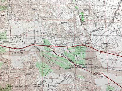 Antique Palm Springs, California 1957 US Geological Survey Topographic Map – Coachella Valley Desert Hot Springs San Bernardino Riverside CA