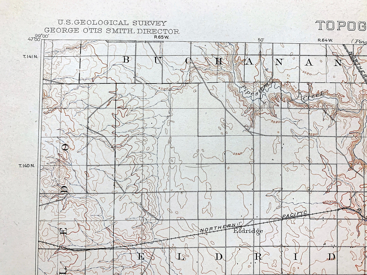 Antique Jamestown, North Dakota 1896 US Geological Survey Topographic Map – Stutsman, Lamoure County, Atwill, Alfred, Adrian, Sharlow ND