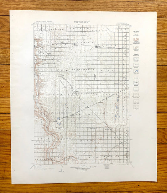 Antique Tower City, North Dakota 1897 US Geological Survey Topographic Map – Cass, Barnes, Ransom County, Valley City, Buffalo, Oriska ND