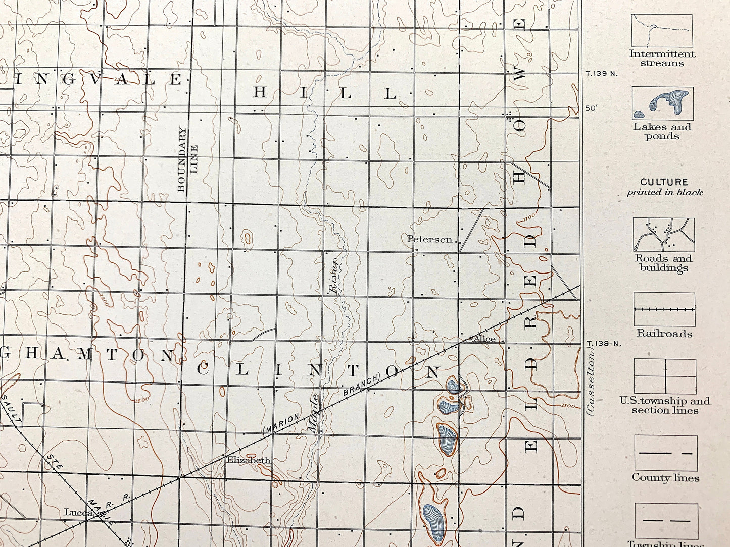 Antique Tower City, North Dakota 1897 US Geological Survey Topographic Map – Cass, Barnes, Ransom County, Valley City, Buffalo, Oriska ND