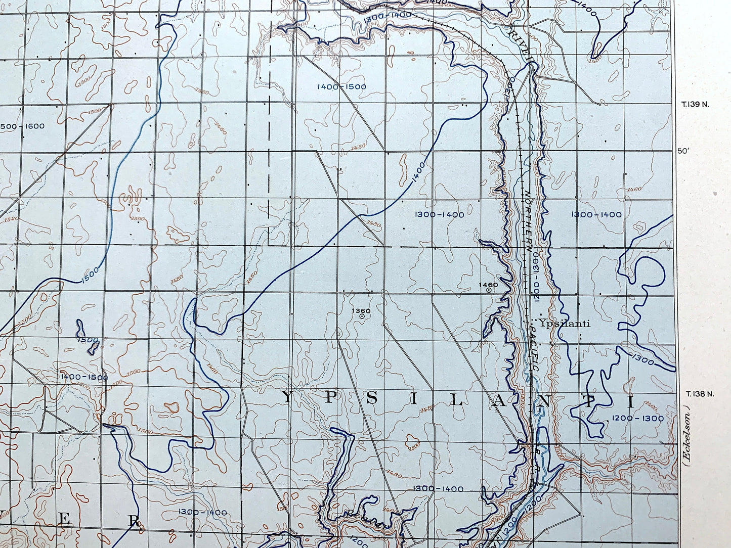Antique Jamestown, North Dakota 1909 US Geological Survey Topographic Map – Stutsman, Lamoure County, Atwill, Alfred, Adrian, Sharlow ND