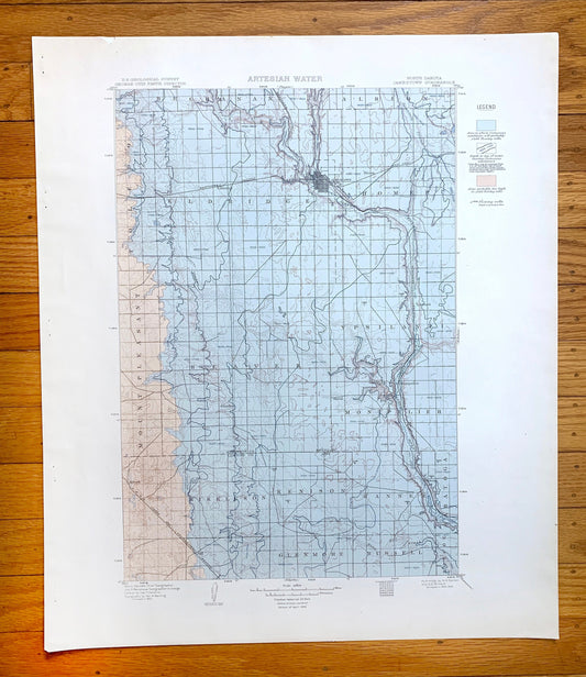Antique Jamestown, North Dakota 1909 US Geological Survey Topographic Map – Stutsman, Lamoure County, Atwill, Alfred, Adrian, Sharlow ND