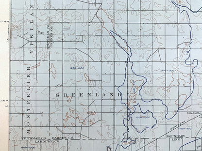 Antique Eckelson, North Dakota 1909 US Geological Survey Topographic Map – Stutsman, Lamoure, Barnes, Ransom County, Sanborn, Hobart, ND