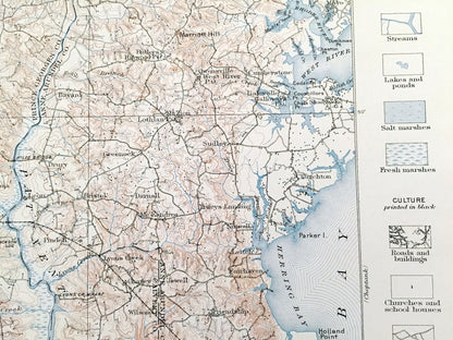 Antique Patuxent, Maryland 1906 US Geological Survey Topographic Map – Prince Georges, Anne Arundel, Annapolis, Chesapeake, Washington DC