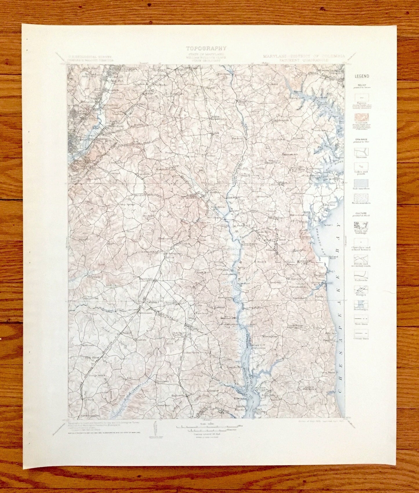 Antique Patuxent, Maryland 1906 US Geological Survey Topographic Map – Prince Georges, Anne Arundel, Annapolis, Chesapeake, Washington DC
