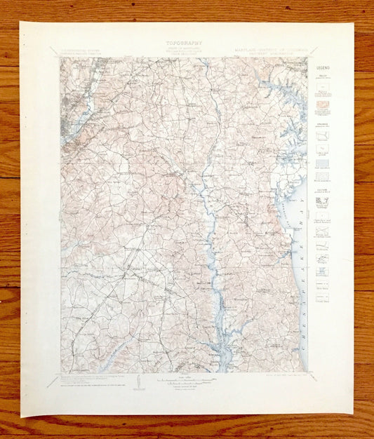 Antique Patuxent, Maryland 1906 US Geological Survey Topographic Map – Prince Georges, Anne Arundel, Annapolis, Chesapeake, Washington DC