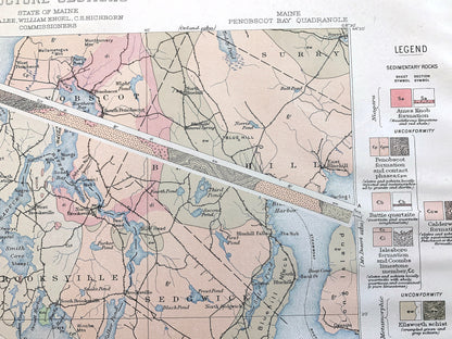 Antique Penobscot Bay, Maine 1907 US Geological Survey Topographic Map – Deer Isle, Searsport, Vinalhaven, Blue Hill, Sedgwick, Castine ME