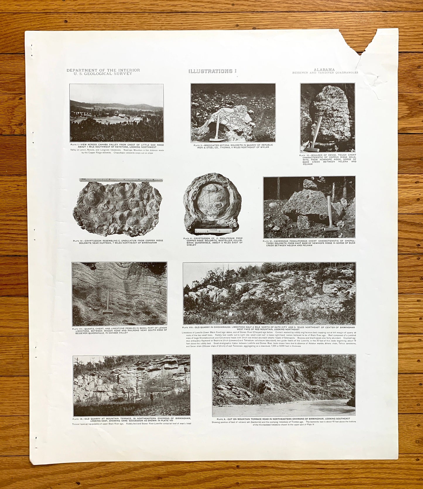 Antique 1927 Vandiver-Bessemer, Alabama Rock Formation Photographs – US Geological Survey –  Shale, Sandstone, Jefferson, Shelby County, AL