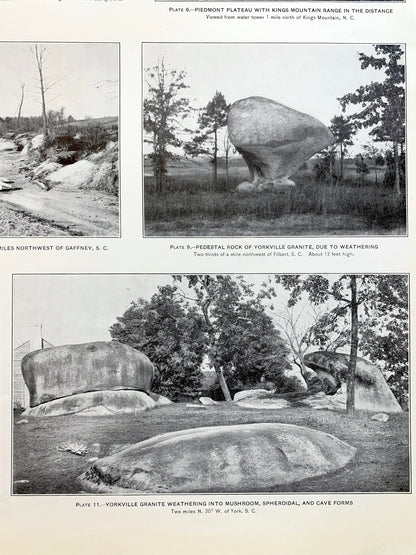 Antique 1931 Kings Mountain and Gaffney, North South Carolina Rock Formation Photographs – US Geological Survey – Crowders Mountain NC SC
