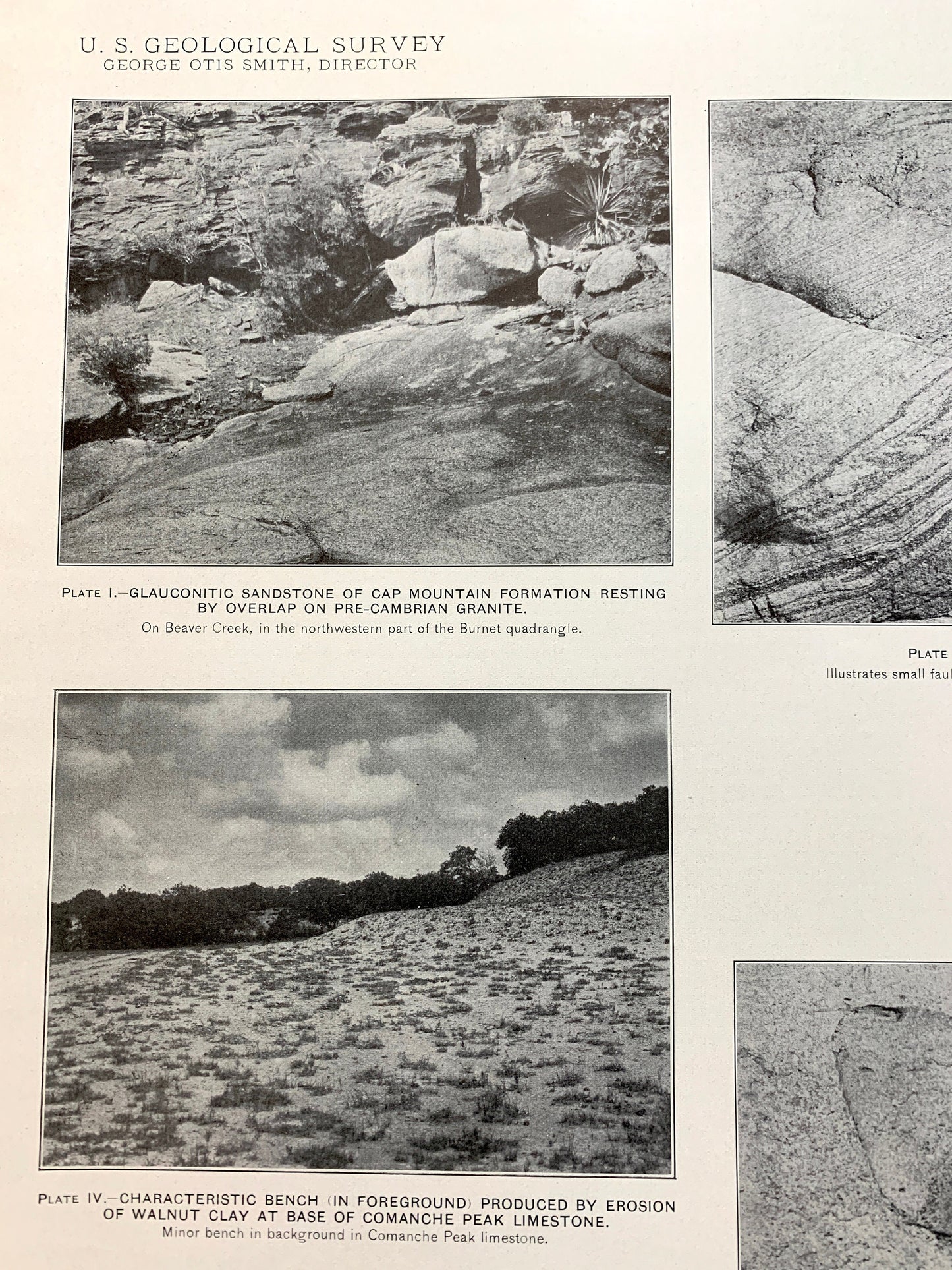 Antique 1911 Burnet, Texas Rock Formation Photographs – US Geological Survey – San Saba, Llano, Williamson, Travis County, Marble Falls TX