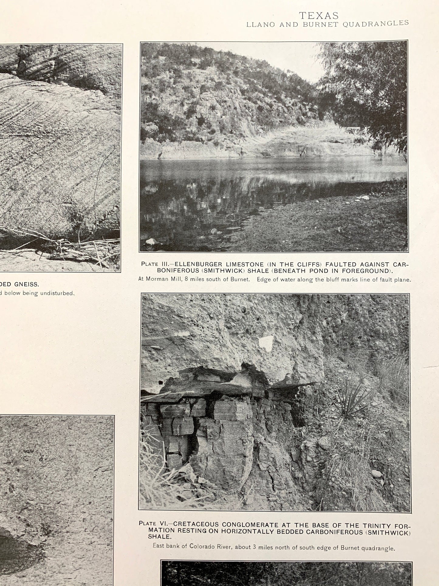 Antique 1911 Burnet, Texas Rock Formation Photographs – US Geological Survey – San Saba, Llano, Williamson, Travis County, Marble Falls TX