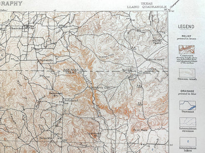 Antique Llano, Texas 1911 US Geological Survey Topographic Map –  San Saba, Mason County, Cherokee, Pontotoc, Taylorsville, Lone Grove TX