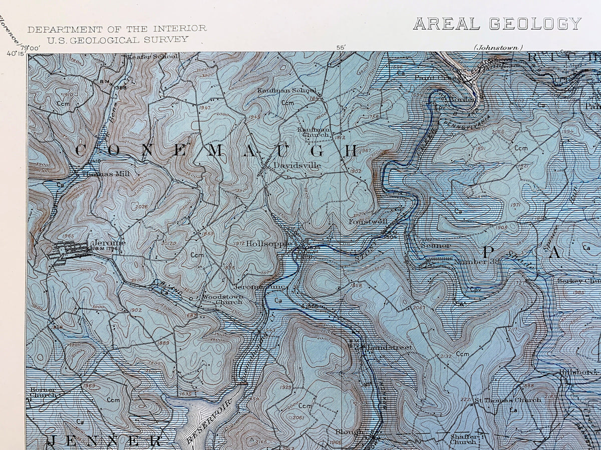 Webster Pa Antique Windber, Pennsylvania 1914 US Geological Survey Topographic Ma ...