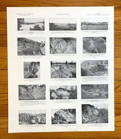 Antique 1940 Columbiana and Montevallo, Alabama Rock Formation Photographs –  US Geological Survey –  Shelby, Coosa, Chilton County, AL
