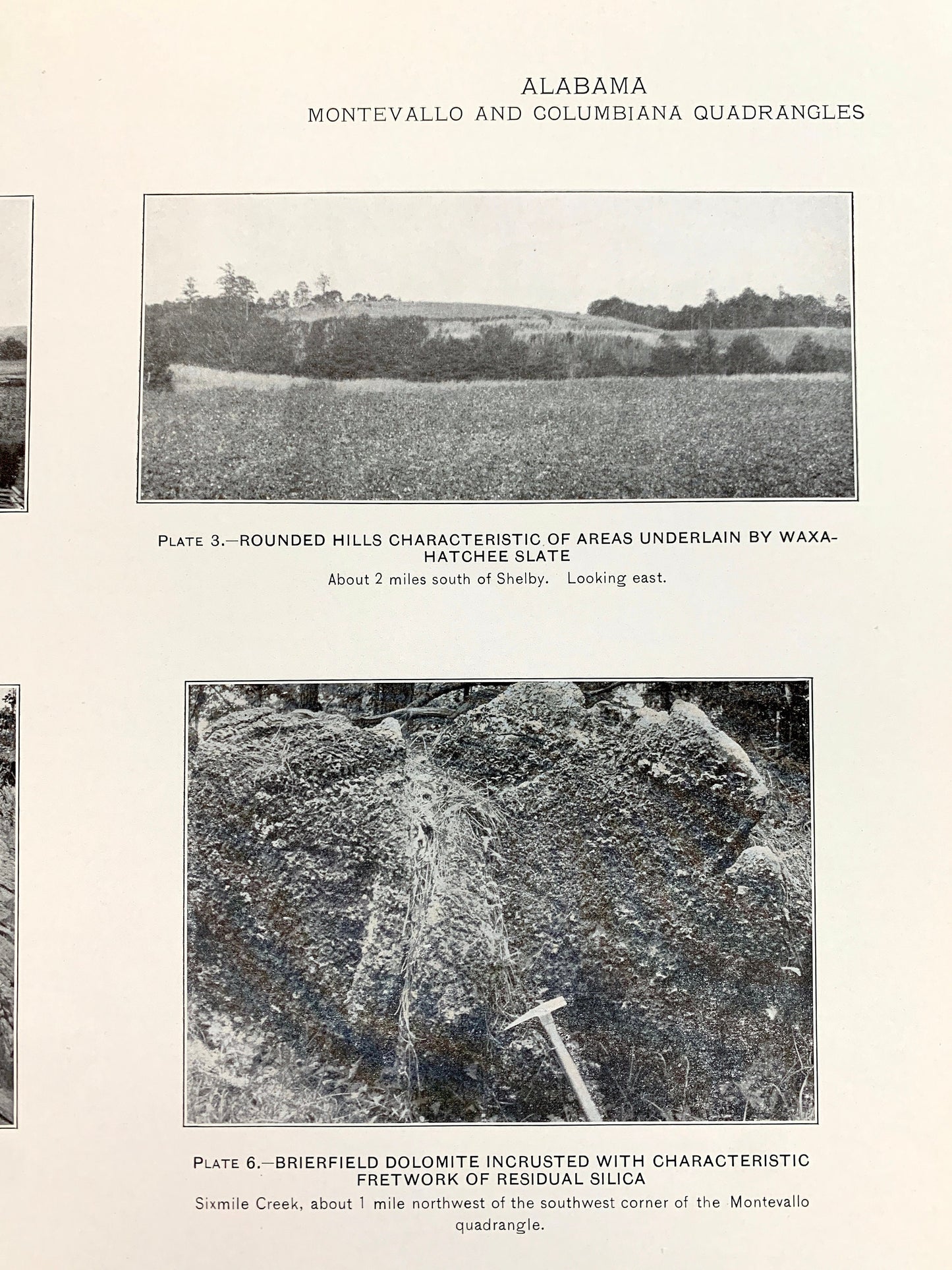 Antique 1940 Columbiana and Montevallo, Alabama Rock Formation Photographs –  US Geological Survey –  Shelby, Coosa, Chilton County, AL