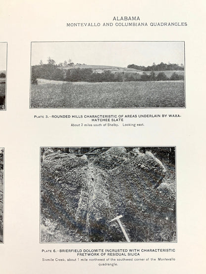 Antique 1940 Columbiana and Montevallo, Alabama Rock Formation Photographs –  US Geological Survey –  Shelby, Coosa, Chilton County, AL