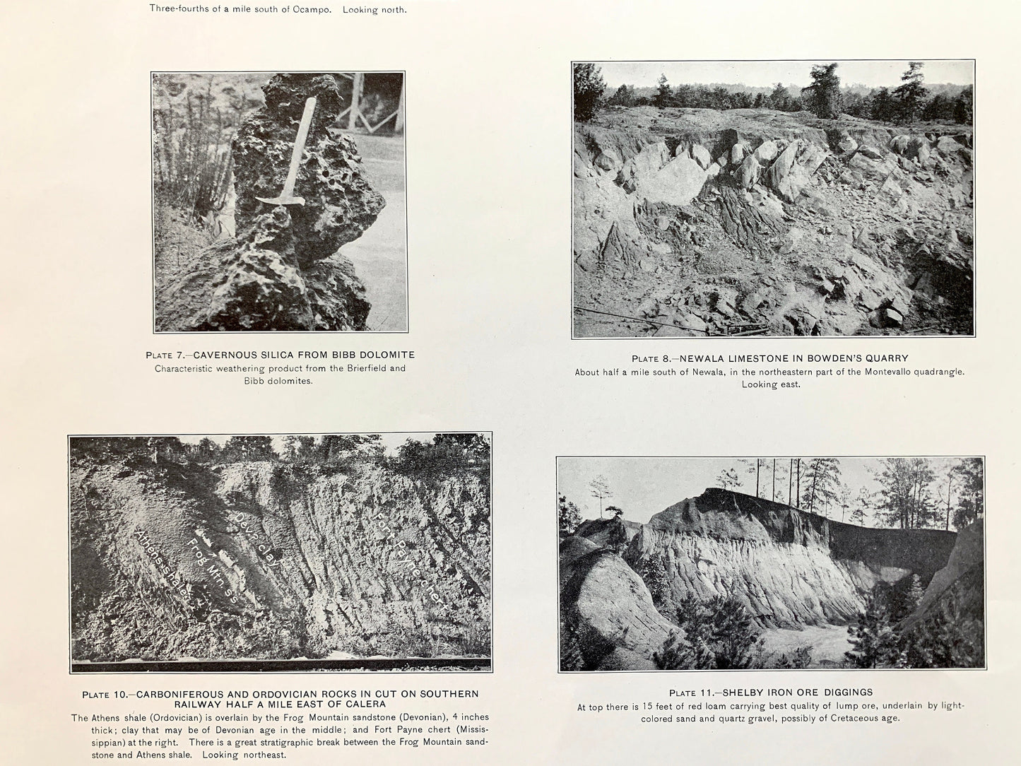 Antique 1940 Columbiana and Montevallo, Alabama Rock Formation Photographs –  US Geological Survey –  Shelby, Coosa, Chilton County, AL