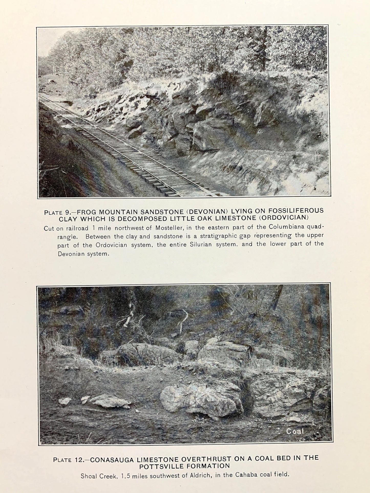 Antique 1940 Columbiana and Montevallo, Alabama Rock Formation Photographs –  US Geological Survey –  Shelby, Coosa, Chilton County, AL