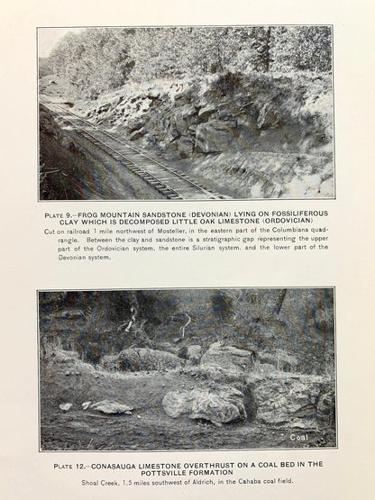 Antique 1940 Columbiana and Montevallo, Alabama Rock Formation Photographs –  US Geological Survey –  Shelby, Coosa, Chilton County, AL