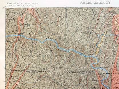 Antique Gaffney, South Carolina 1931 US Geological Survey Topographic Map – Blacksburg, Cherokee Falls, Cherokee, Cleveland County, NC SC