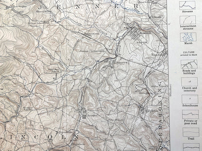 Antique Somerset, Pennsylvania 1915 US Geological Survey Topographic Map – Westmoreland County, Jennerstown, Edie, Ligonier, Rector, PA