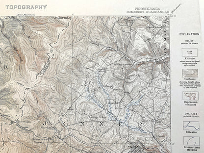 Antique Somerset, Pennsylvania 1915 US Geological Survey Topographic Map – Westmoreland County, Jennerstown, Edie, Ligonier, Rector, PA