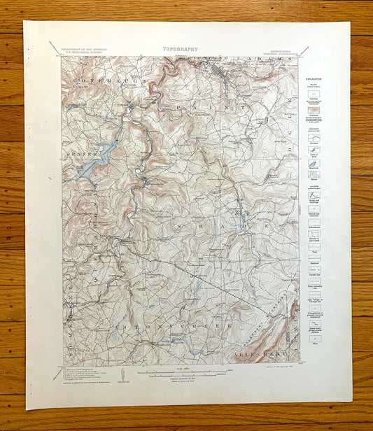 Antique Windber, Pennsylvania 1916 US Geological Survey Topographic Map – Paint, Shade, Stonycreek, Bedford, Cambria, Somerset County, PA