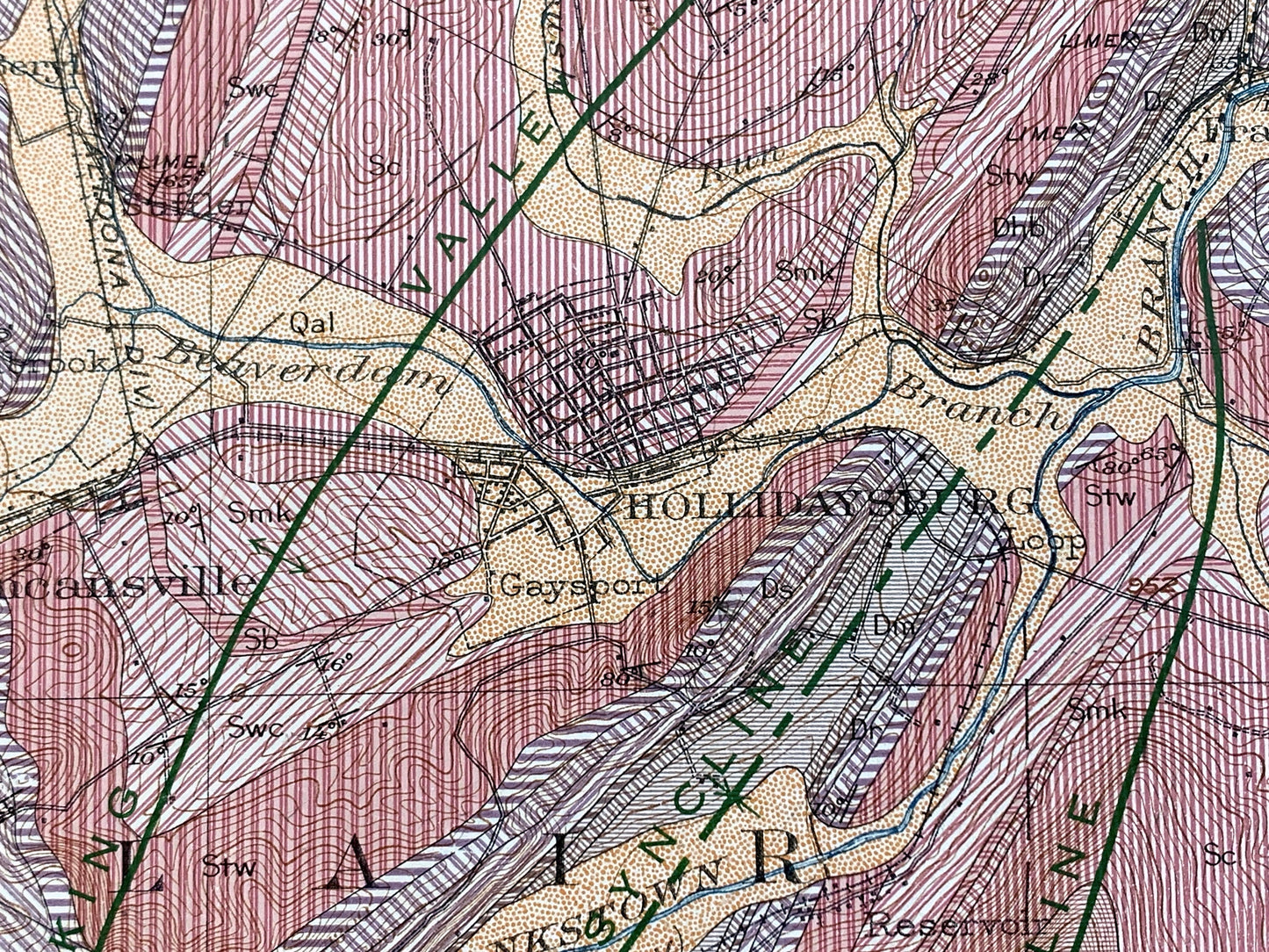 Antique Altoona & Hollidaysburg, Pennsylvania 1945 US Geological Survey Topographic Map – Allegheny Mountains Blair County, Logan, Tyrone PA