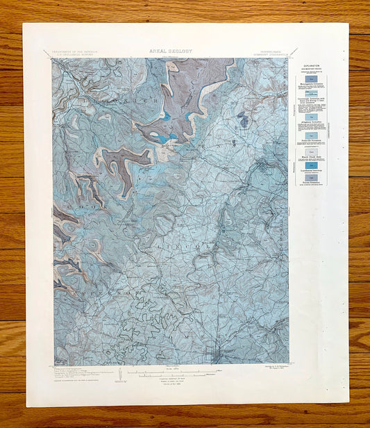 Antique Somerset, Pennsylvania 1913 US Geological Survey Topographic Map – Westmoreland County, Jennerstown, Edie, Ligonier, Rector, PA