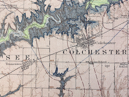 Antique Colchester, Illinois 1916 US Geological Survey Topographic Map –  Plymouth, Fountain Green, McDonough, Schuyler, Hancock County IL