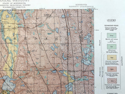Antique Barrett, Minnesota 1912 US Geological Survey Topographic Map – Elbow Lake, Sanford, Swan Lake, Douglas, Grant, Stevens County, MN