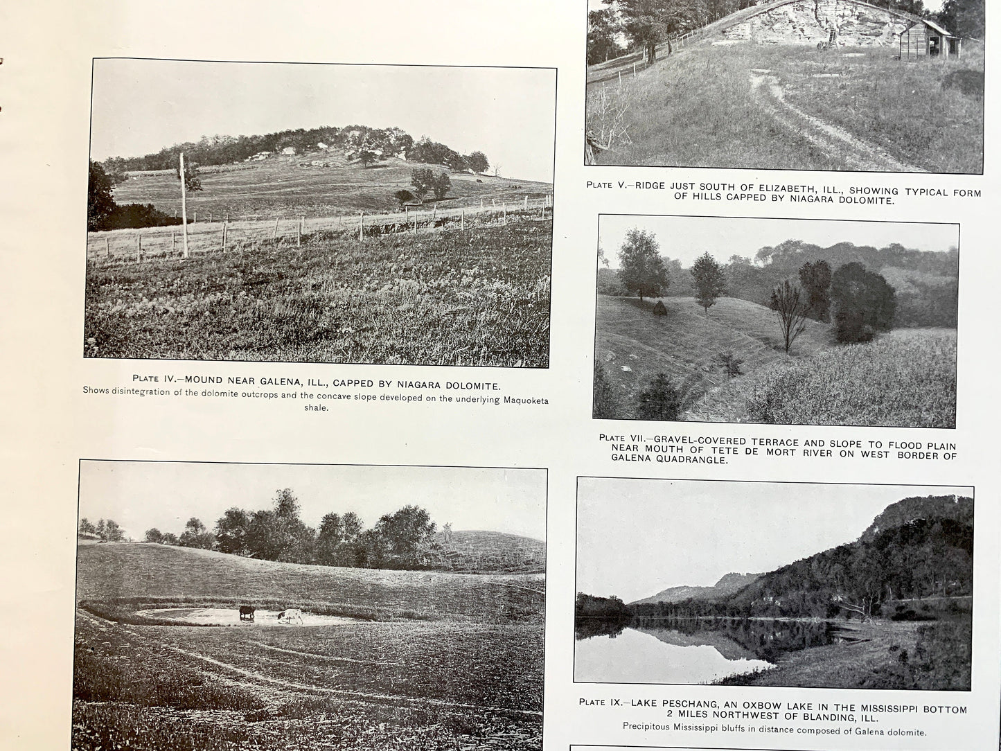 Antique 1915 Elizabeth & Galena, Illinois Rock Formation Photographs – US Geological Survey Topographic Map – Fossils, Joe Daviess County IL