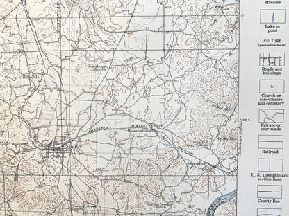 Antique Columbiana, Alabama 1940 US Geological Survey Topographic Map – Huntsville, Meridian, Coosa River, Shelby, Coosa, Chilton County, AL