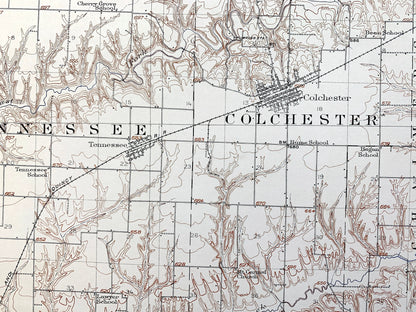 Antique Colchester, Illinois 1913 US Geological Survey Topographic Map –  Plymouth, Fountain Green, McDonough, Schuyler, Hancock County IL