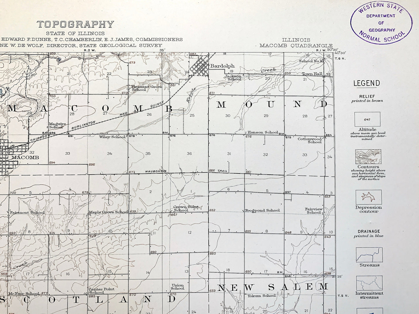 Antique Macomb, Illinois 1914 US Geological Survey Topographic Map – McDonough, Schuyler County, Bethel, Industry, Emmet, Mound, Bardolph IL