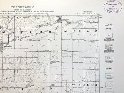 Antique Macomb, Illinois 1914 US Geological Survey Topographic Map – McDonough, Schuyler County, Bethel, Industry, Emmet, Mound, Bardolph IL