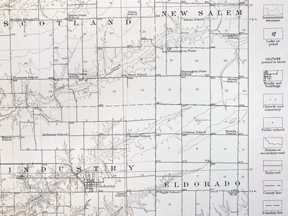 Antique Macomb, Illinois 1914 US Geological Survey Topographic Map – McDonough, Schuyler County, Bethel, Industry, Emmet, Mound, Bardolph IL
