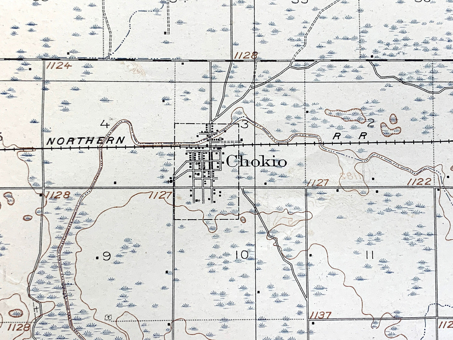 Antique Chokio, Minnesota 1912 US Geological Survey Topographic Map – Alberta, Moonshine, Baker, Scott, Big Stone County, Stevens County, MN