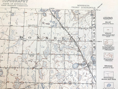 Antique Chokio, Minnesota 1912 US Geological Survey Topographic Map – Alberta, Moonshine, Baker, Scott, Big Stone County, Stevens County, MN