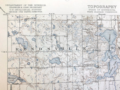 Antique Morris, Minnesota 1912 US Geological Survey Topographic Map – Darren, Hodges, Framnas, Rendsville, Pope County, Stevens County, MN