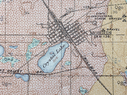 Antique Morris, Minnesota 1917 US Geological Survey Topographic Map – Darren, Hodges, Framnas, Rendsville, Pope County, Stevens County, MN