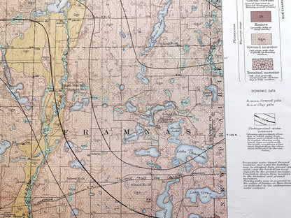 Antique Morris, Minnesota 1917 US Geological Survey Topographic Map – Darren, Hodges, Framnas, Rendsville, Pope County, Stevens County, MN