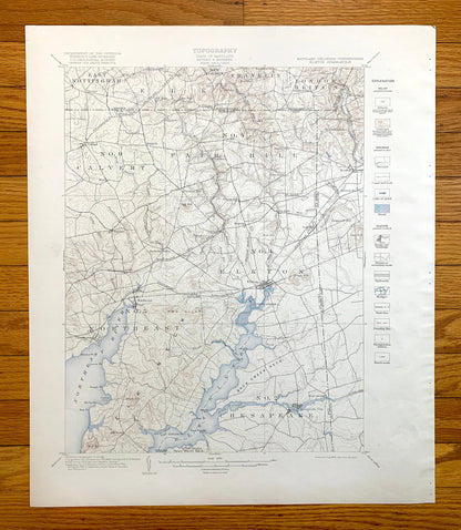 Antique Elkton, Maryland 1900 US Geological Survey Topographic Map – Northeast, Chesapeake City, New Castle, Chester, Cecil, County, DE PA